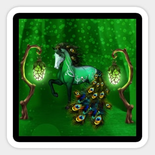 Wonderful fantasy horse with peacock feathers Sticker